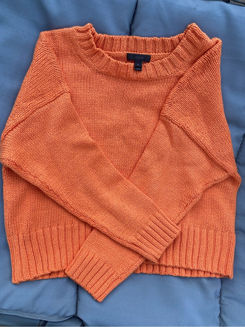 J. Crew Women's Vibrant Orange Crewneck Pullover Sweater